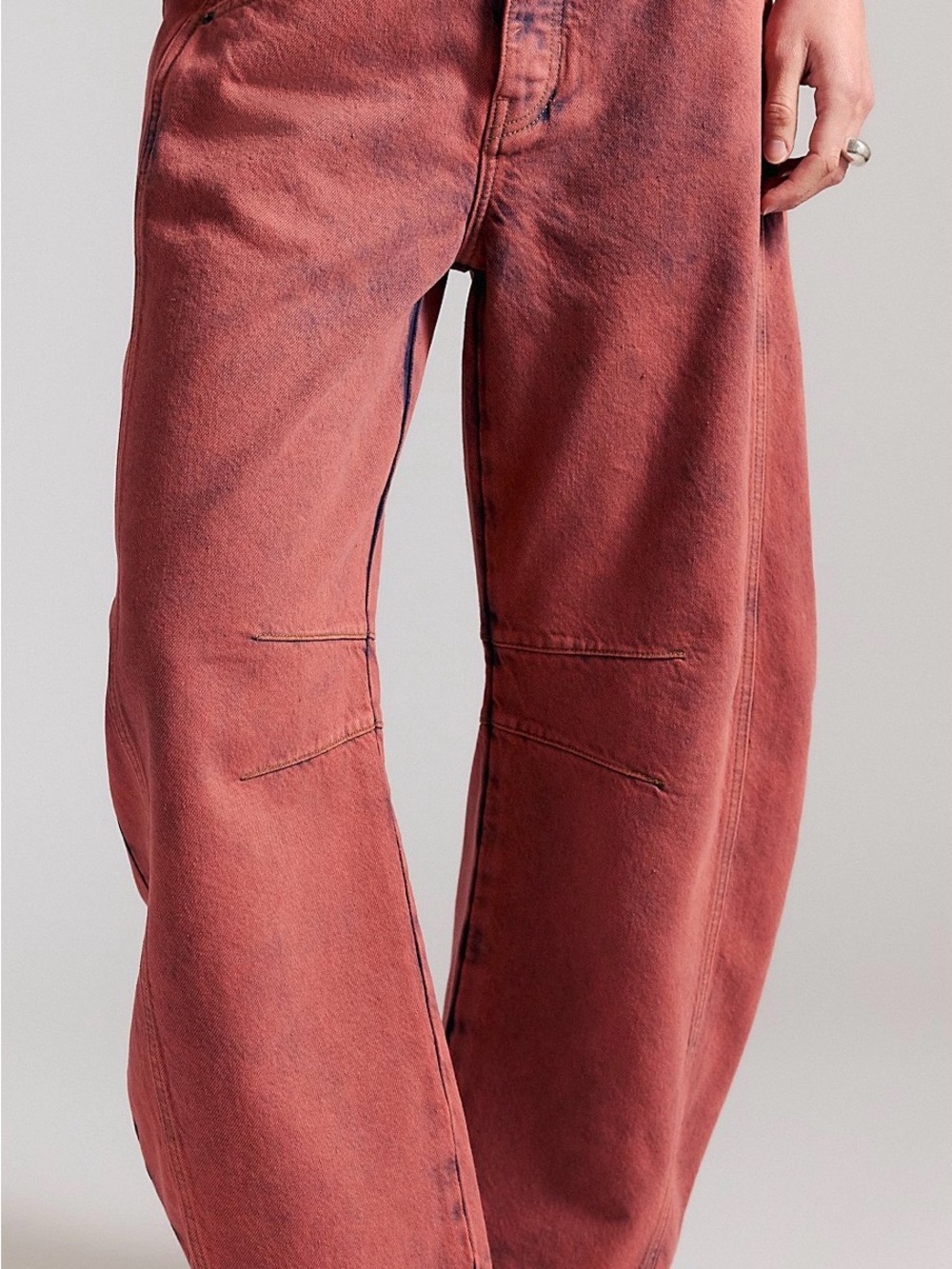 We The Free Wide-Leg Jeans in Washed Terracotta Red - Picture 2 of 8